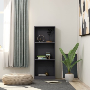 Bibliotecă cu 3 rafturi, gri, 40 x 24 x 108 cm, PAL