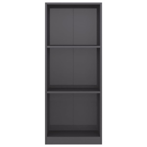 Bibliotecă cu 3 rafturi, gri lucios, 40 x 24 x 108 cm, PAL - Img 4