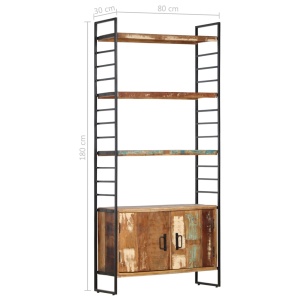 Bibliotecă cu 4 niveluri, 80x30x180 cm, lemn masiv reciclat - Img 12