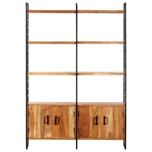 Bibliotecă cu 4 rafturi, 124 x 30 x 180 cm, lemn masiv de acacia - Img 3
