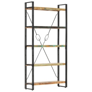 Bibliotecă cu 5 rafturi, 90 x 30 x 180 cm, lemn masiv reciclat - Img 6