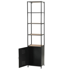 Bibliotecă din lemn masiv de brad și oțel, 40,5 x 32,5 x 180 cm - Img 5