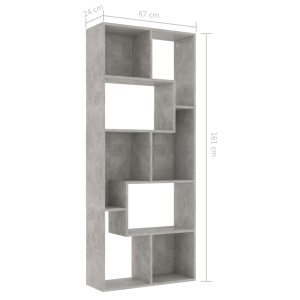 Bibliotecă, gri beton, 67x24x161 cm, PAL - Img 10
