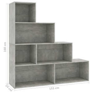 Bibliotecă/Separator cameră, gri beton, 155x24x160 cm, PAL - Img 5