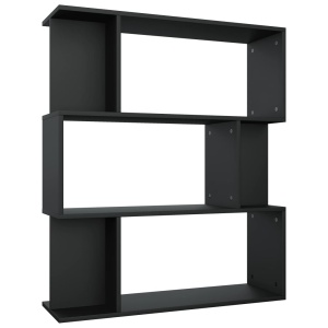 Bibliotecă/Separator cameră, negru, 80x24x96 cm, PAL - Img 2