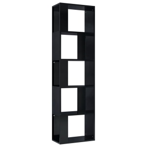 Bibliotecă/Separator cameră, negru lucios, 45x24x159cm, PAL - Img 2