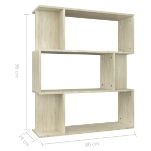 Bibliotecă/Separator cameră, stejar Sonoma, 80x24x96 cm, PAL - Img 7