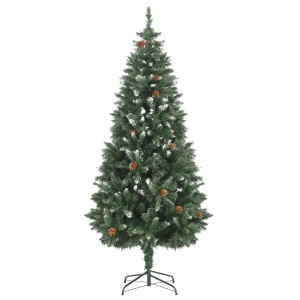 Brad de Crăciun artificial cu conuri pin și sclipici alb 180 cm - Img 3