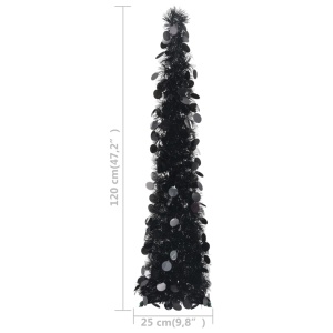 Brad de Crăciun artificial tip pop-up, negru, 120 cm, PET - Img 5