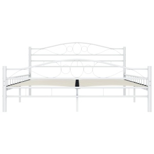 Cadru de pat, alb, 200 x 200 cm, metal - Img 3