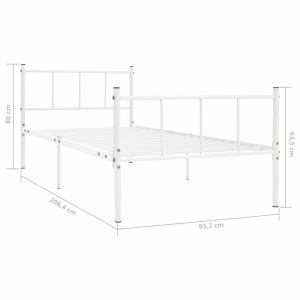 Cadru de pat, alb, 90 x 200 cm, metal - Img 5