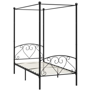 Cadru de pat cu baldachin, negru, 120 x 200 cm, metal - Img 2