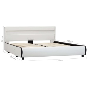 Cadru de pat cu LED, alb, 140 x 200 cm, piele ecologică - Img 10