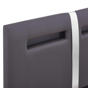 Cadru de pat cu LED, gri, 90 x 200 cm, piele artificială - Img 5