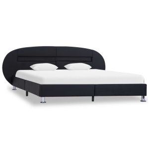 Cadru de pat cu LED, negru, 180 x 200 cm, piele ecologică - Img 2