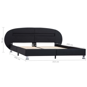 Cadru de pat cu LED, negru, 180 x 200 cm, piele ecologică - Img 9
