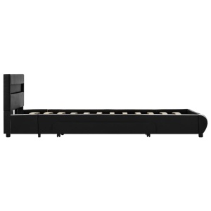 Cadru de pat cu LED, negru, 90 x 200 cm, piele ecologică - Img 4