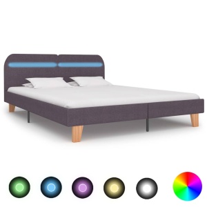 Cadru de pat cu LED-uri, gri taupe, 180x200cm, material textil