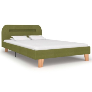 Cadru de pat cu LED-uri, verde, 120 x 200 cm, material textil - Img 2