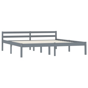 Cadru de pat, gri, 160 x 200 cm, lemn masiv de pin - Img 2