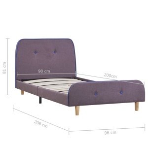 Cadru de pat, gri taupe, 90 x 200 cm, material textil - Img 5