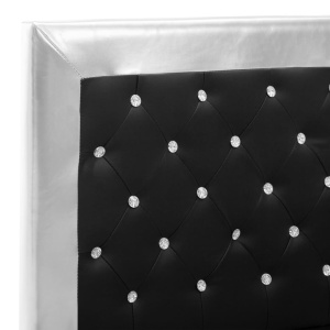 Cadru de pat, negru, 160 x 200 cm, piele ecologică - Img 5