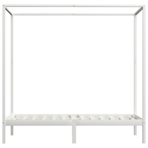 Cadru pat cu baldachin, alb, 100 x 200 cm, lemn masiv de pin - Img 3