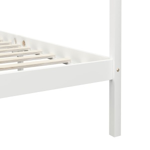Cadru pat cu baldachin, alb, 90x200 cm, lemn masiv pin - Img 5