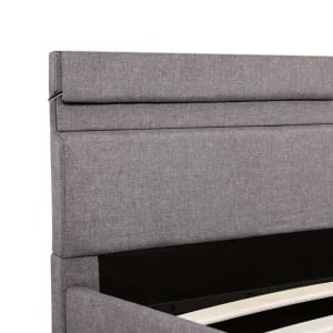 Cadru pat hidraulic cu ladă și LED gri taupe 140x200 cm textil - Img 11