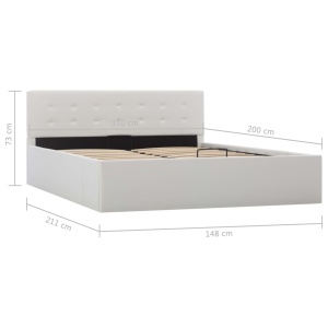 Cadru pat hidraulic, depozitare, alb, 140 x 200 cm, piele eco - Img 9