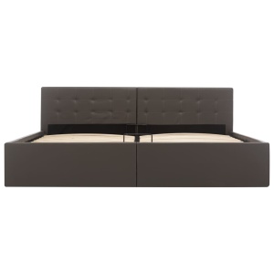 Cadru pat hidraulic, depozitare, gri, 180 x 200 cm, piele eco - Img 4