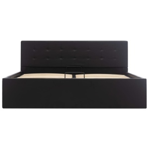 Cadru pat hidraulic, depozitare, negru 160 x 200 cm, piele eco - Img 3