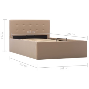Cadru pat hidraulic ladă cappuccino 100x200cm piele ecologică - Img 9