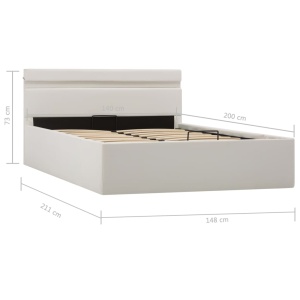 Cadru pat hidraulic ladă cu LED alb 140x200 cm piele ecologică - Img 11