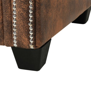 Canapea Chesterfield formă L, piele intoarsă artificială, maro - Img 5