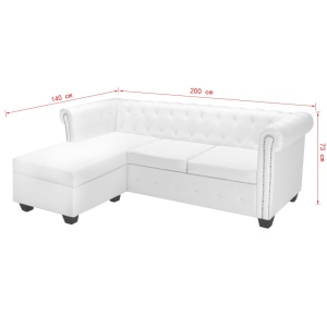 Canapea Chesterfield in formă de L, piele artificială, alb - Img 6