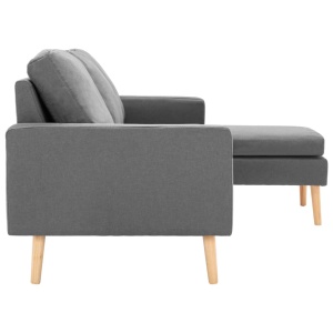 Canapea cu 3 locuri și taburet, gri deschis, material textil - Img 4