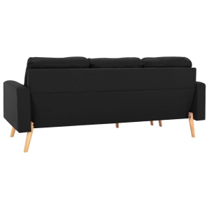 Canapea cu 3 locuri și taburet, negru, material textil - Img 7