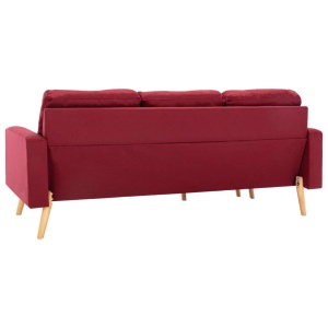 Canapea cu 3 locuri și taburet, roșu vin, material textil - Img 5
