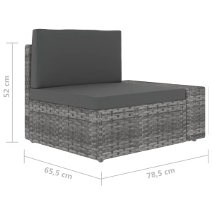 Canapea de colț modulară cu cotieră stânga, gri, poliratan - Img 5