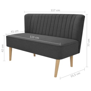 Canapea din material textil, 117 x 55,5 x 77 cm, gri inchis - Img 4