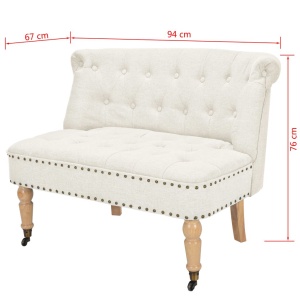 Canapea din material textil, 94 x 67 x 76 cm, alb - Img 5