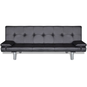 Canapea extensibilă 2 perne, piele artificială, reglabilă negru - Img 4