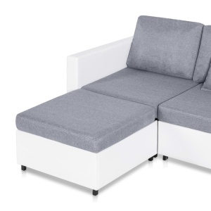 Canapea extensibilă cu 4 locuri, alb, piele ecologică - Img 6