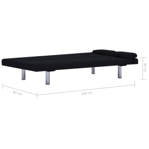 Canapea extensibilă cu două perne, negru, poliester - Img 10
