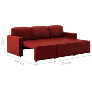 Canapea extensibilă modulară 3 locuri roșu vin piele ecologică - Img 10