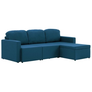 Canapea extensibilă modulară cu 3 locuri, albastru, textil - Img 2