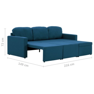 Canapea extensibilă modulară cu 3 locuri, albastru, textil - Img 10