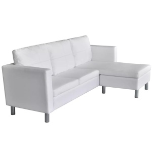 Canapea modulară cu 3 locuri, piele artificială, alb - Img 4