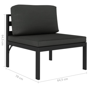 Canapea modulară de mijloc cu perne, antracit, aluminiu - Img 5
